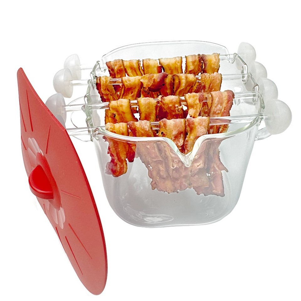 Microwave Bacon Glass Cooker With Built in Grease Mouth