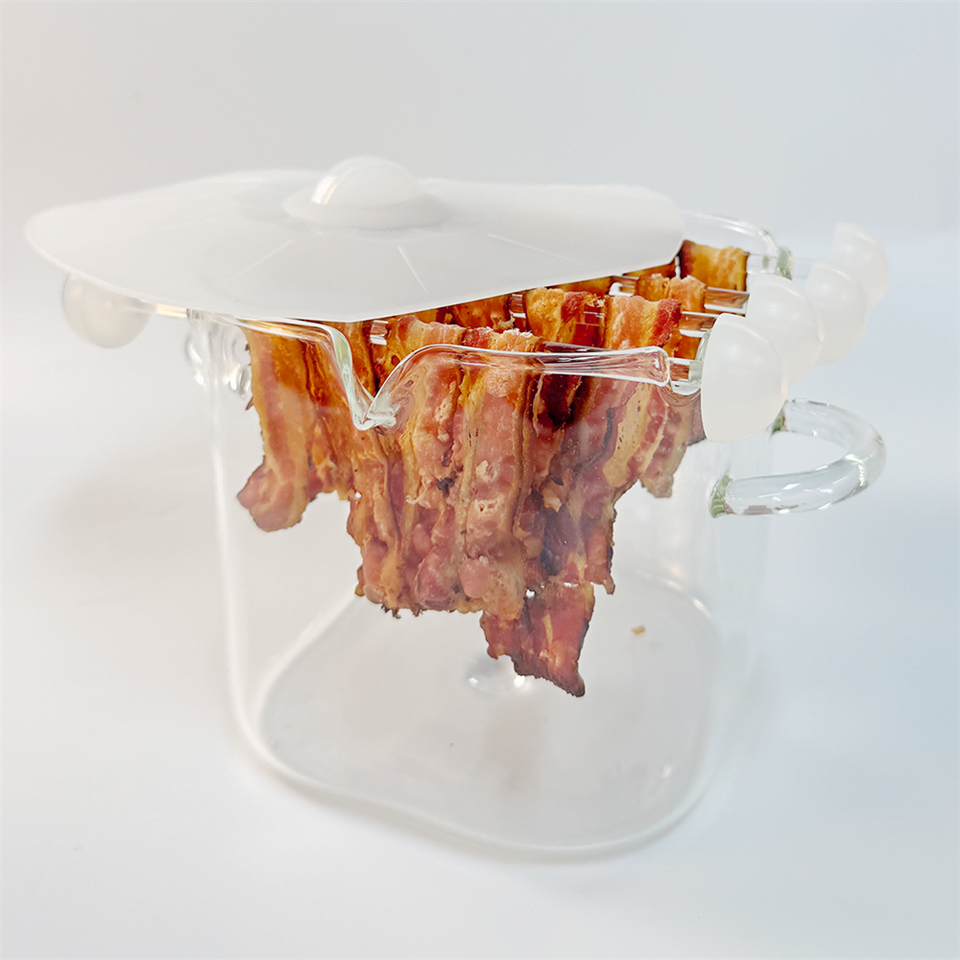 Microwave Bacon Glass Jar With Handles